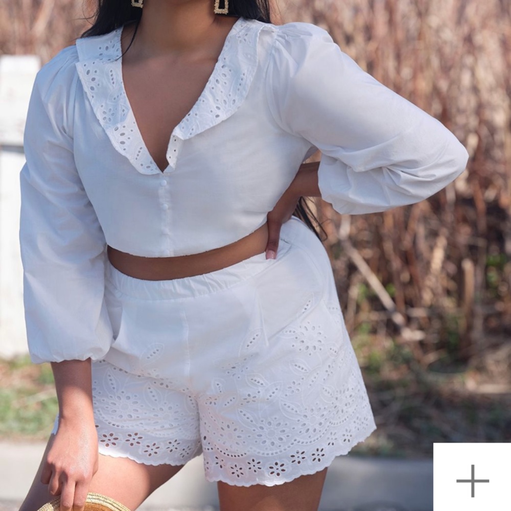 NWT Eloquii White Eyelet Shorts